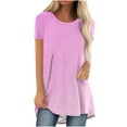 thumbnail image 1 of Summer Saving Wycnly Womens Tops Summer Short Sleeve Round Neck Gradient Print Tee Shirts Ladies Casual Loose Fit Breathable Tunic Blouses Pink m Under $5, 1 of 4
