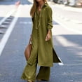 thumbnail image 1 of Summer Saving Wycnly Womens Two Piece Outfits Fall Winter Casual Plus Size Matching Sets Button Down Loose Long Shirts Coat Wide Leg Pants Lounge Sets under $5, 1 of 6