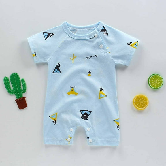 Yievot New Born Jumpsuits Clothes Short Sleeves Animals Cartoons Printed Baby Boy And Girl Summer Rompers 0-15 Months