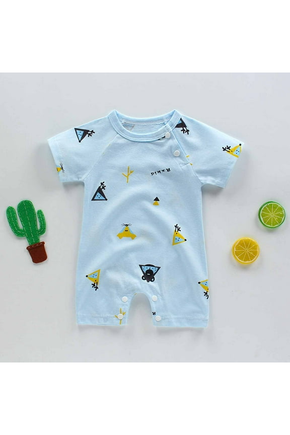 Yievot New Born Jumpsuits Clothes Short Sleeves Animals Cartoons Printed Baby Boy And Girl Summer Rompers 0-15 Months