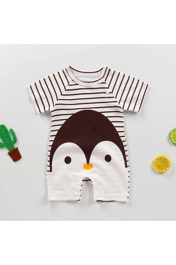 Yievot New Born Jumpsuits Clothes Short Sleeves Animals Cartoons Printed Baby Boy And Girl Summer Rompers 0-15 Months
