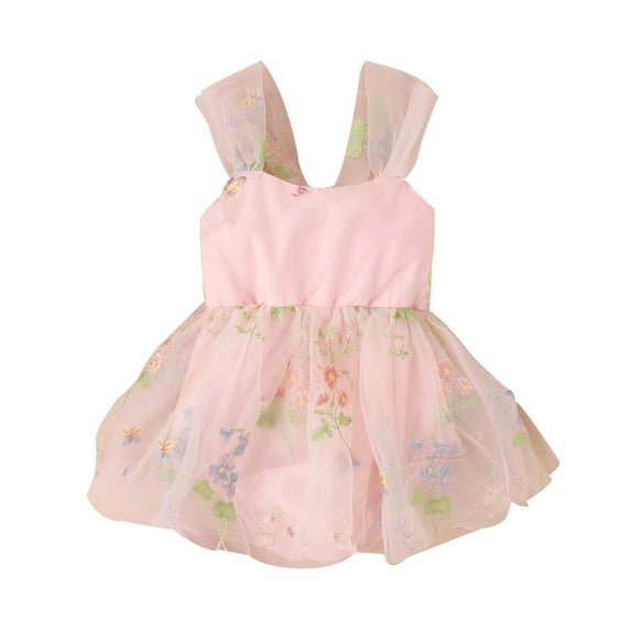 Summer Saving! Yievot Spring Summer Toddler Baby Girl's Dress Sleeveless Ruffle Skirt Flower Printed Infant Baby Backless Cute Dress for Girl 4-8 Years 2024 Baby Clothes Gifts on Clearance