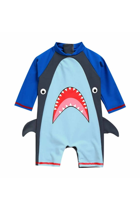 Yievot Summer Swim Suit For Kids With Hooded Long Sleeve Cute Aniamls Printed Children Boys Bathing Suits 2-6 Years