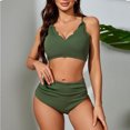 thumbnail image 1 of Summer Saving pimelu Bathing Suit for Women Bikini Sets for Women Two Piece Swimsuits Tummy Control Swimsuit Ladies Solid High Waist Strap Bathing Suits Bathing Suit, 1 of 7