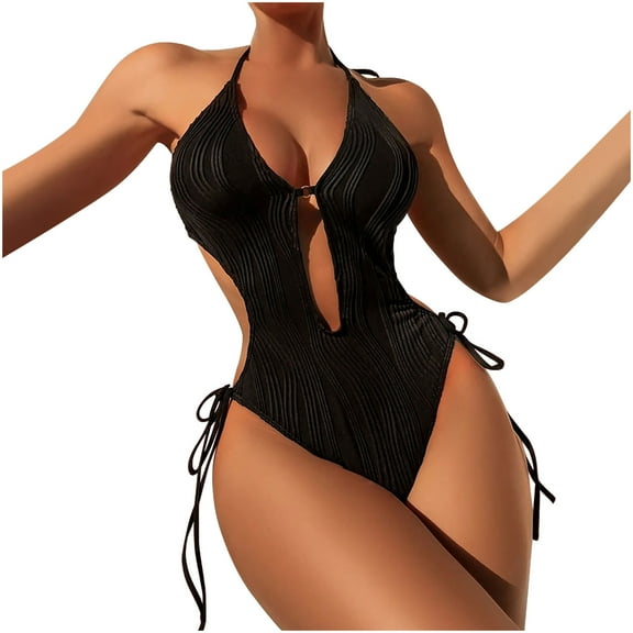 Summer Saving pimelu Bathing Suit for Women One Piece Swimsuit for Women Juniors Swimsuit Monokini Swimsuit Hollow out Strap Tummy Control Tankini Swimsuit Bathing Suits