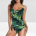 thumbnail image 1 of Summer Saving pimelu Bathing Suit for Women Tankini Swimsuits for Women One Piece Swimsuit Bathing Suit with Drawstring Beach Leaves Print Tummy Control Swimsuit Womens Bathing Suits, 1 of 6