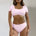 thumbnail image 1 of Summer Saving pimelu Bathing Suit for Women Two Piece Swimsuits for Women Bikini Sets Tummy Control Swimsuits Ladies Solid High Waist Push up Swimwear Swimsuit for Women, 1 of 7