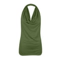 thumbnail image 1 of Summer Savinghs KIHOUT Summer Tops for Women, Women Fashion Solid Color V-Neck Sleeveless T-Shirt Blouse Tops (Army Green L), 1 of 3