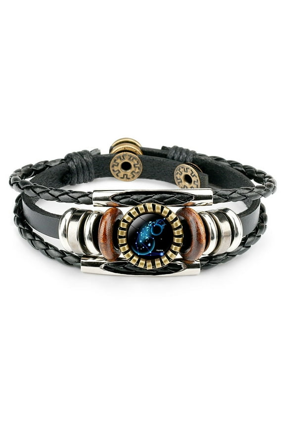 Summer Home Decor 12 Constellation Bracelet Charm Leather Rope Bracelet Ladies Men Hand Woven Rope Bracelet Punk Chain Cuffs bracelets for teen girls