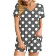 thumbnail image 1 of 2 Piece Sets for Women Fashion Polka Casual Home Two-piece V-neck Top With Pocket Shorts Set, 1 of 6