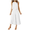 thumbnail image 1 of Xihbxyly 2 Piece Outfits for Women, Women's Summer 2 Piece Outfits Sleeveless Tank Crop Button Back Top Cropped Wide Leg Pants Set Pockets White M, 1 of 6