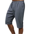 thumbnail image 1 of Summer Savings 2024 HOOMEUMY Men's Summer Shorts Cotton Linen Drawstring Elastic Waist Solid Color Bermuda Beach Shorts with Pockets Gray 14, 1 of 9