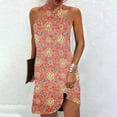 thumbnail image 1 of Pitauce Summer Dresses for Women Criss Cross Neck Printed Sleeveless Mini Dress Casual Slim Fit A-Line Wedding Guest Dresses, 1 of 5