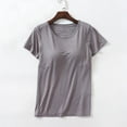 thumbnail image 1 of Summer Savings 2025 Pitauce Summer Tops for Women Modal Built-in-Bra T-Shirts Crew Neck Wireless Short Sleeve Tee Tops Plus Size Blouses with Chest Pad on Clearance, 1 of 6