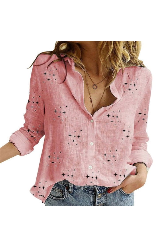 Womens 3/4 Long Sleeve Summer Tops, Women's Vintage Casual Printing V-Neck Long Sleeve Tops