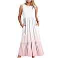 thumbnail image 1 of Summer Savings 2024! TAGOLD Womens Plus Size Summer Dresses,Women's Fashionable Sleeveless Pocket Round Neck Printing Loose Long Dress Pink M, 1 of 4