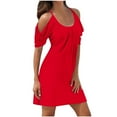 thumbnail image 1 of Summer Savings 2024! TAGOLD Womens Plus Size Summer Dresses,Women's Sleeveless Solid Suspender Fashion Dress Red S, 1 of 3