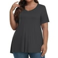 thumbnail image 1 of Loopsun Plus Size Womens Summer Tops, Fashion Women's Casual V-Neck Solid Plus Large Short Sleeve Top Blouse T-shirt Gray XXXXL, 1 of 5