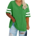 thumbnail image 1 of Loopsun Plus Size Womens Summer Tops, Women's Oversized V-neck Short Sleeved Solid Summer Base Shirt Sports T-shirt Green XXXXXL, 1 of 3