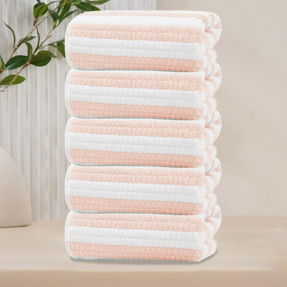 Summer Savings 2025! PRETXORVE Hand Towels, Bathroom Hand Towels, 5PCS Velvet Candy Striped Flannel Towel Face Towel Absorbent Drying New Face Bath Large Towel Must Have for Home and Travel Super