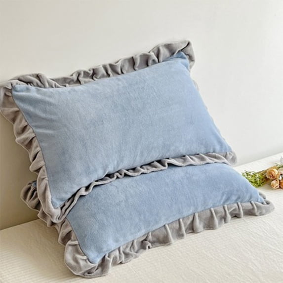 Summer Savings 2025! PRETXORVE Pillowcases, Ruffle Fall and Winter Thickened Milk Flannel Pillowcase Warm Pillowcase