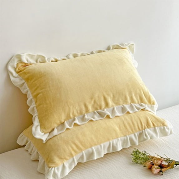Summer Savings 2025! PRETXORVE Pillowcases, Ruffle Fall and Winter Thickened Milk Flannel Pillowcase Warm Pillowcase