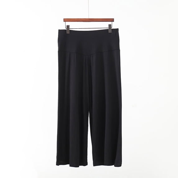 TMOYZQ Capri Pants for Women Modal Casual Loose Wide Leg Yoga Pants Tummy Control High Waisted Athletic Pants Soft Cozy Pjm Lounge Pants