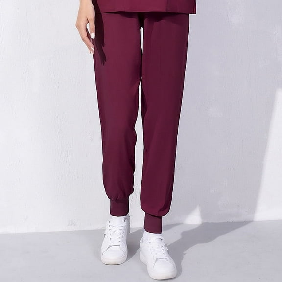 Ynynloco Womens Lightweight Scurb Pants Solid Color Working Uniform Plus Size Breathable Workwear Straight Leg Jogger Pants, S-5XL