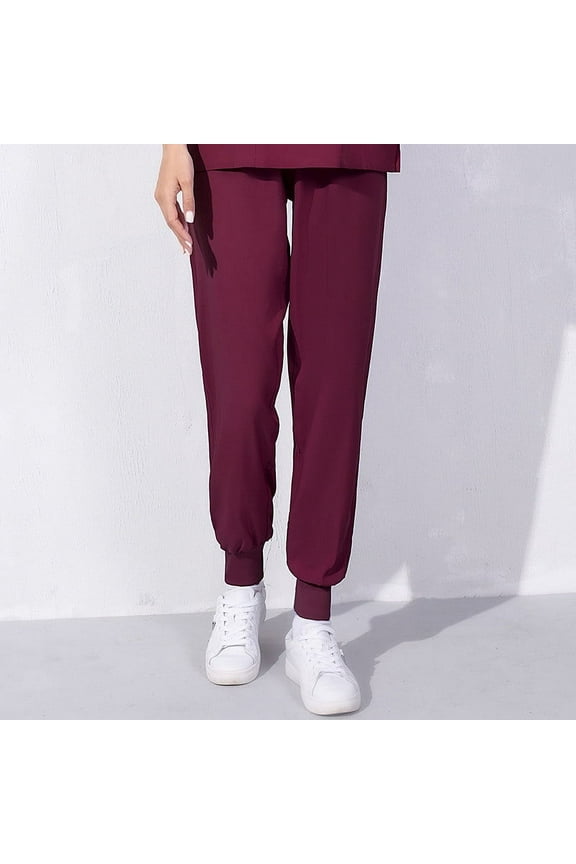 Womens Lightweight Scurb Pants Solid Color Working Uniform Plus Size Breathable Workwear Straight Leg Jogger Pants, S-5XL