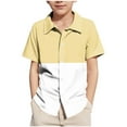 thumbnail image 1 of Summer Savings 5-15Years Fashion Boy And Girls' Casual Short Sleeve Turndown Neck Collar Botton Printed Short Button Down Shirts Yellow, 1 of 7