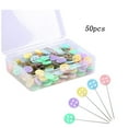 thumbnail image 1 of Summer 50pcs Stick Pins for Sewing ,Straight Pin for Fabric,Straight Pins with Big Heads,1.8inch Button Head Quilting Flat Pins for Sewing,Multicolor Stick Pins for Dressmaker and Sewing, 1 of 8