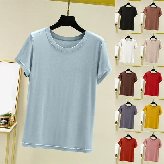 Abomasnow Womens Tops Cotton Cropped Boxy Tee with Short Sleeves, Sizes M-XXL