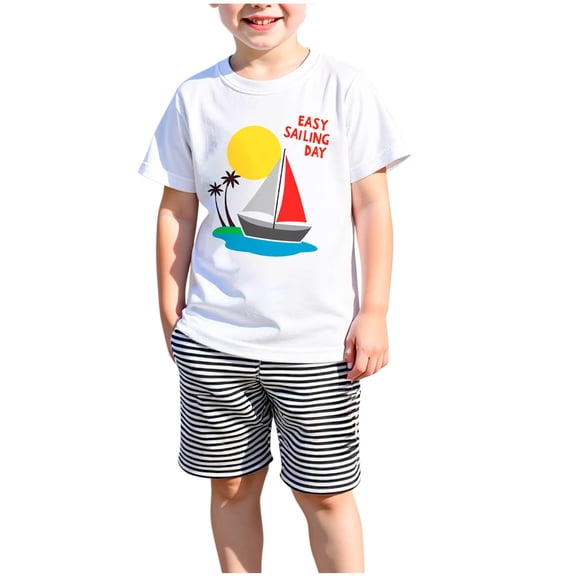 Agkizg Summer Boys Outfit Sets,Toddler Boys Clothing Sets,Short Sleeve Tops and Shorts Outfit Set Graphic Comfortable and Cute Loungewear Sets Casual 2 Piece Outfits