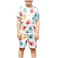 thumbnail image 1 of Agkizg 2PC Lightweight Short Sleeve Tee Striped Shorts Set Casual Summer Outfits (Toddler Boy's or Toddler Girl's),2-Piece Set,Sizes 3-8 Years, 1 of 4