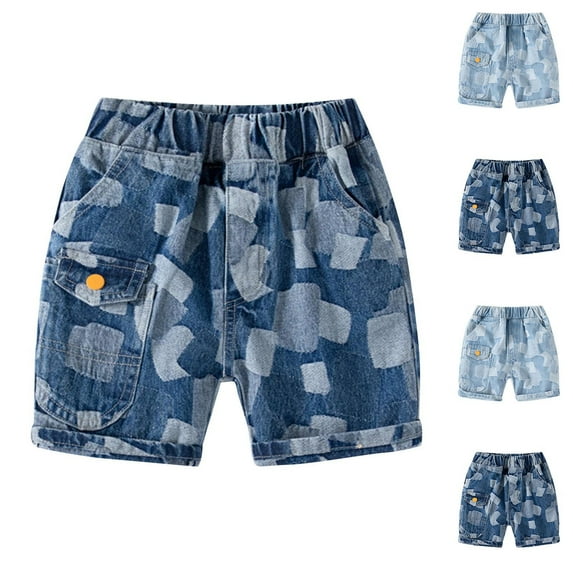 Agkizg Summer Boys Shorts,Toddler Boys Denim Shorts,Pattern Elastic Waist Jean Shorts Casual Short Trousers with Pockets 2-3 Years