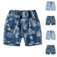 thumbnail image 1 of Agkizg Summer Boys Shorts,Toddler Boys Denim Shorts,Pattern Elastic Waist Jean Shorts Casual Short Trousers with Pockets 3-4 Years, 1 of 3