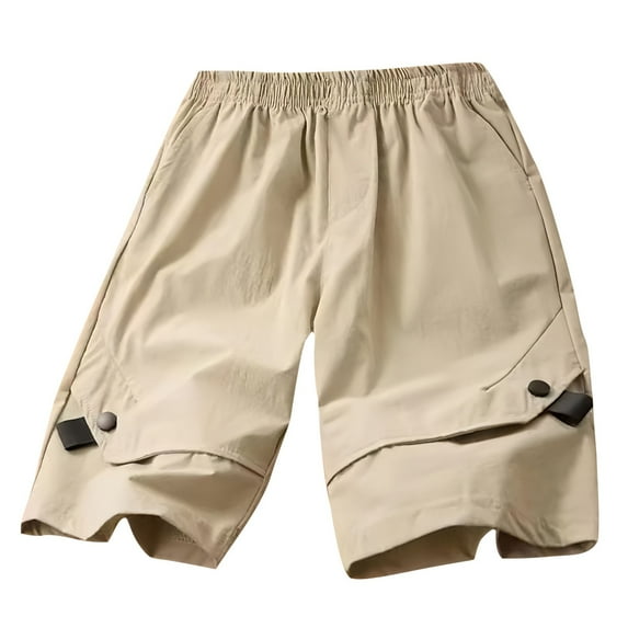 Agkizg Summer Boys Shorts,Toddler Boys Twill Cargo Shorts,Solid Color Khaki Short Pants Casual Work Short Trousers with Pockets 5-6 Years