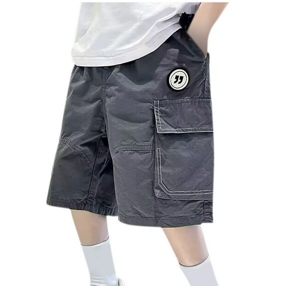 Agkizg Summer Boys Shorts,Toddler Boys Twill Cargo Shorts,Solid Color Short Pants Casual Work Short Trousers with Pockets 5-6 Years