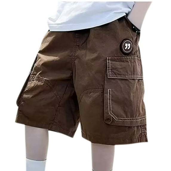 Agkizg Summer Boys Shorts,Toddler Boys Twill Cargo Shorts,Solid Color Short Pants Casual Work Short Trousers with Pockets 9-10 Years