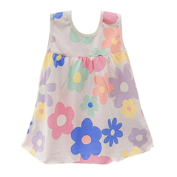 Summer Savings Agkizg Summer Girls Casual Dresses, Toddler Girl Sundress Dresses, Infant Lace Skirt Pattern Print Sleeveless Dress Loose A-Line Floral Holiday Dresses