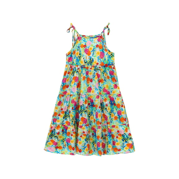 Agkizg Summer Girls Dresses,Toddler Girls Casual Sundress,Children's Summer Cotton and Silk Camisole Dress for Girls On Beach Vacation Floral Dress Loose Fitting Flowy Beach Dress