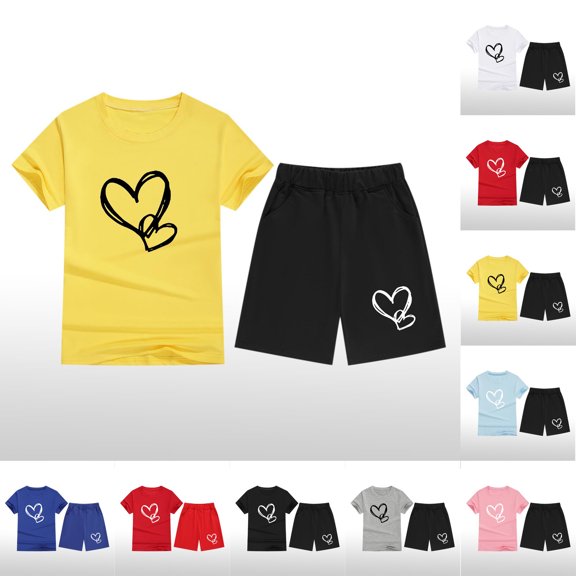 Agkizg Summer Girls Outfit Sets,Toddler Girls Clothing Sets,Short Sleeve Tops and Shorts Outfit Set Graphic Comfortable and Cute Loungewear Sets Casual 2 Piece Outfits