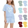 thumbnail image 1 of Agkizg Summer Girls Outfit Sets,Toddler Girls Clothing Sets,Short Sleeve Tops and Shorts Outfit Set Graphic Comfortable and Cute Loungewear Sets Casual 2 Piece Outfits, 1 of 5