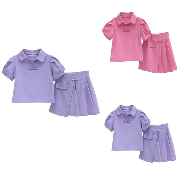 Agkizg Summer Girls Outfit Sets,Toddler Girls Clothing Sets,Short Sleeve Tops and Shorts Outfit Set Solid Color Comfortable and Cute Loungewear Sets Casual 2 Piece Outfits