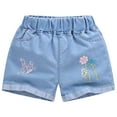 thumbnail image 1 of Agkizg Summer Girls Shorts,Toddler Girls Denim Shorts,Solid Color Elastic Waist Jean Shorts Cute Casual Short Trousers 3-4 Years, 1 of 2
