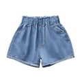 thumbnail image 1 of Agkizg Summer Girls Shorts,Toddler Girls Denim Shorts,Solid Color Elastic Waist Jean Shorts Cute Casual Short Trousers 5-6 Years, 1 of 3