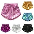 thumbnail image 1 of Agkizg Summer Girls Shorts,Toddler Girls Sequin Shorts,Solid Color Hot Stamping Leather Shorts 2-3 Years, 1 of 4
