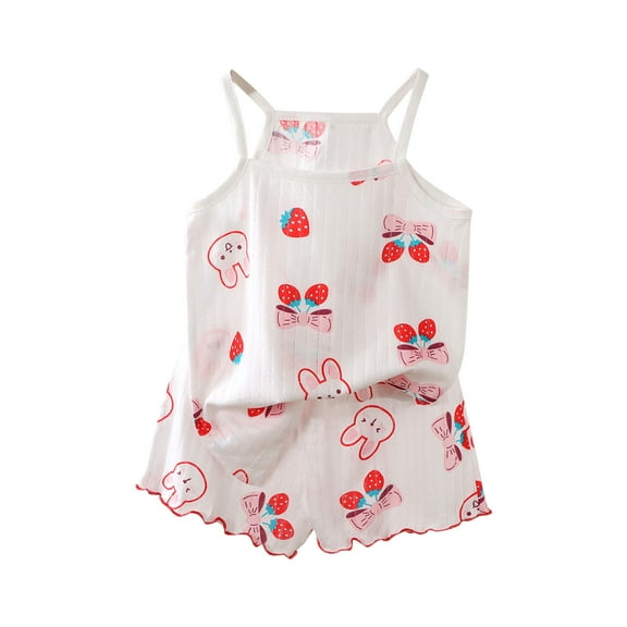 Agkizg Summer Toddler Girls Outfit Sets,Kids Girls Clothing Sets,Children's Cotton Printed Tank Top and Shorts Casual 2 Piece Outfits