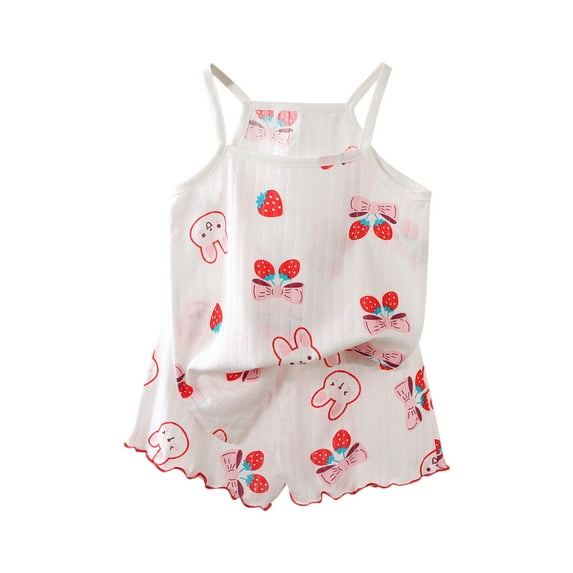 Agkizg Summer Toddler Girls Outfit Sets,Kids Girls Clothing Sets,Children's Cotton Printed Tank Top and Shorts Casual 2 Piece Outfits