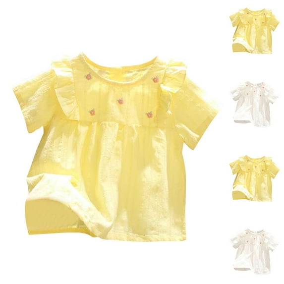 Agkizg Toddler Girls Summer Top,Short Sleeve T-shirt for Kids,New Three-dimensional Flower Top Fashionable and Fresh Versatile Top Breathable Casual Tees